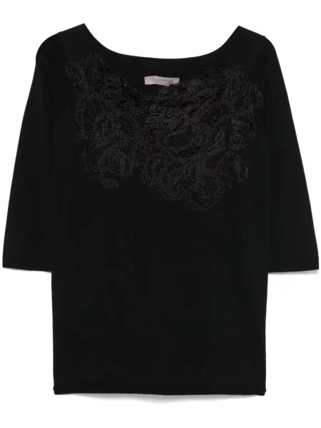 Top D.exterior din dantelă negru