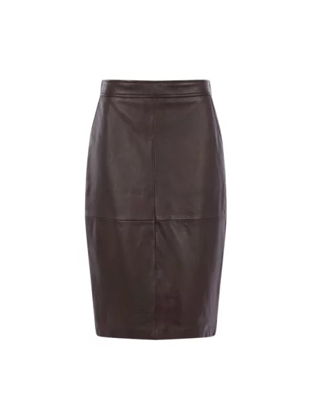 Spódnica skórzana Max Mara Studio brązowa