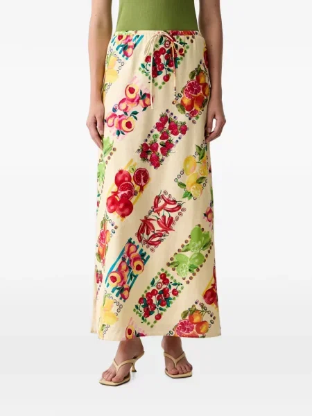 Fusta maxi Never Fully Dressed cu imagine cu cordon