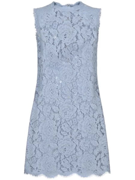 Rochie mini Dolce & Gabbana cu model floral din dantelă de costum albastru