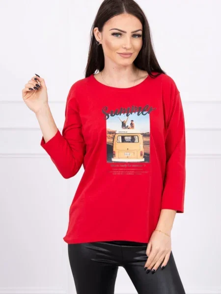 Bluză Kesi cu imagine roșu