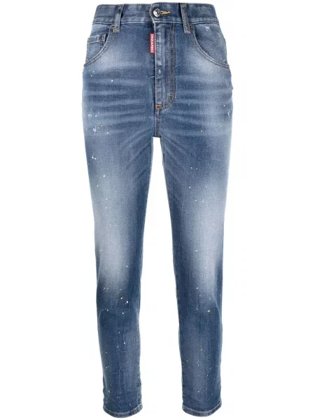 Skinny jeansy skinny Dsquared2 o krotszym kroju niebieskie