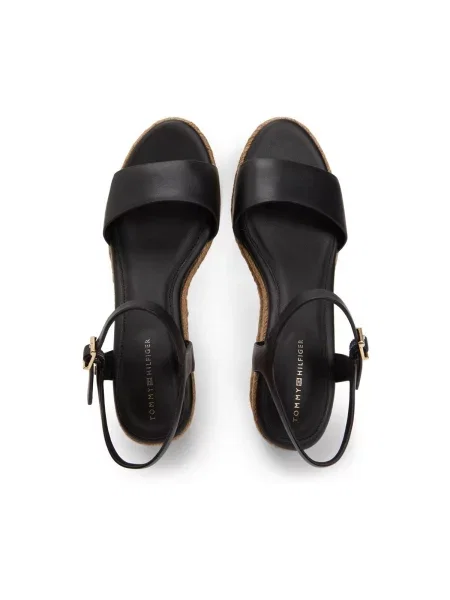 Sandale Tommy Hilfiger din piele cu pană maro