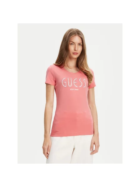 Guess Majica Regular Fit roza