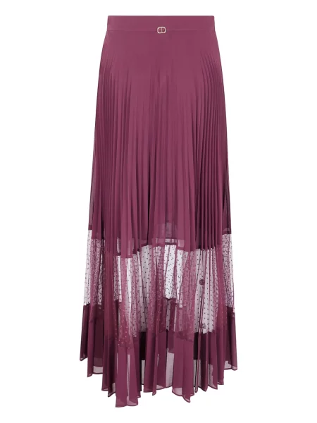 Fusta plisata Twinset plisată până la genunchi roz