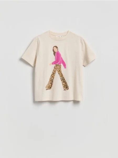 Reserved Tricou cu imprimeu bej