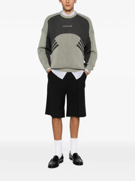 Tricou Adidas cu broderie cu dungi cu decolteu în V verde