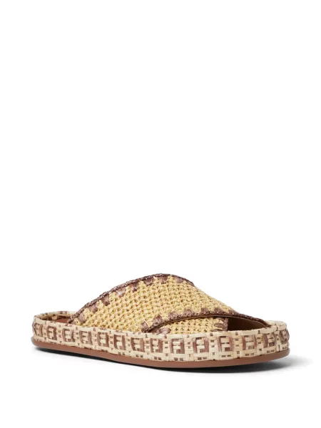 Sandale Fendi fără toc maro