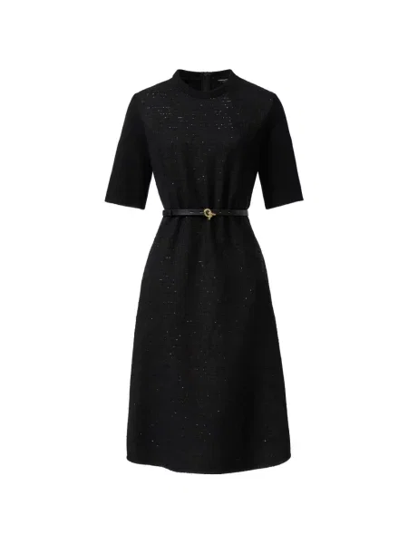 Cu centură rochie midi Fabiana Filippi tricotate negru