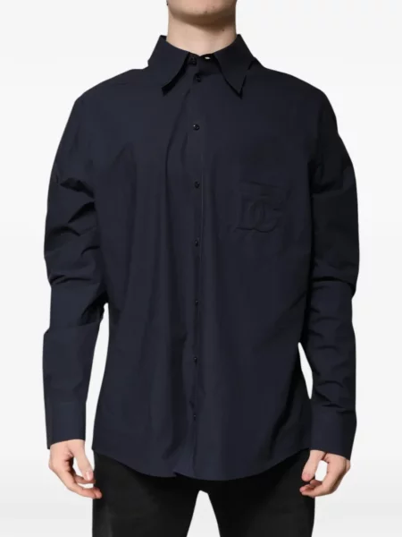Cămașă Dolce & Gabbana cu broderie albastru