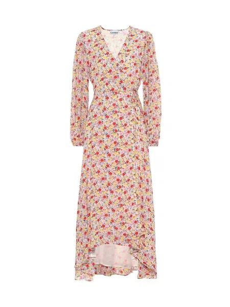 Rochie Ganni cu model floral de costum roz