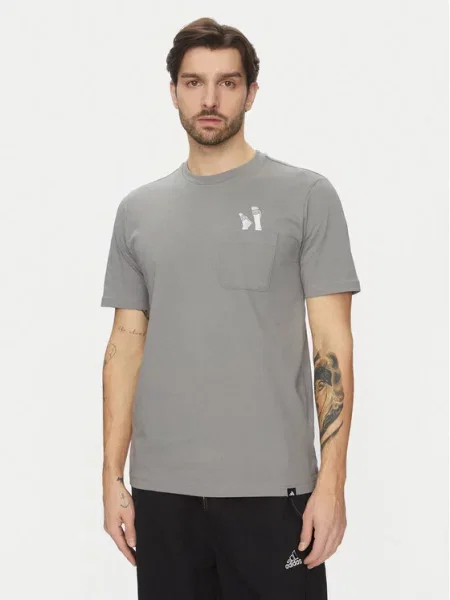 Adidas T-Shirt Lounge Slides Graphic Pocket szary
