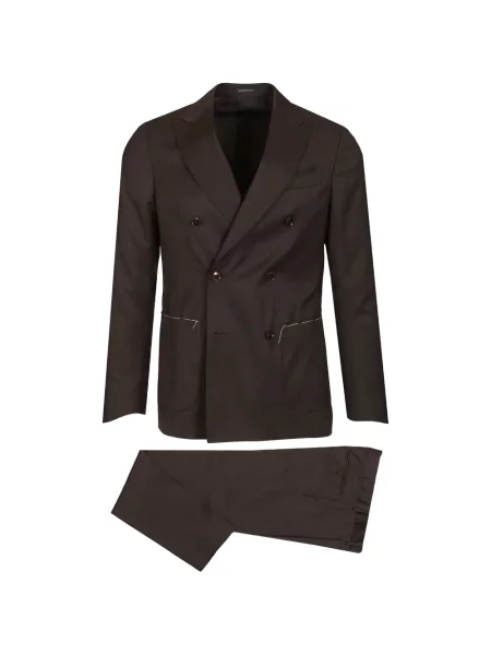 Costum Al Duca D’aosta 1902 cu model herringbone cu două rânduri de nasturi maro