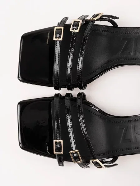 Souliers Martinez sandały na koturnie skórzane EDEN czarne