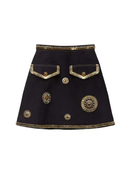 Spódnica mini Versace zamszowa czarna