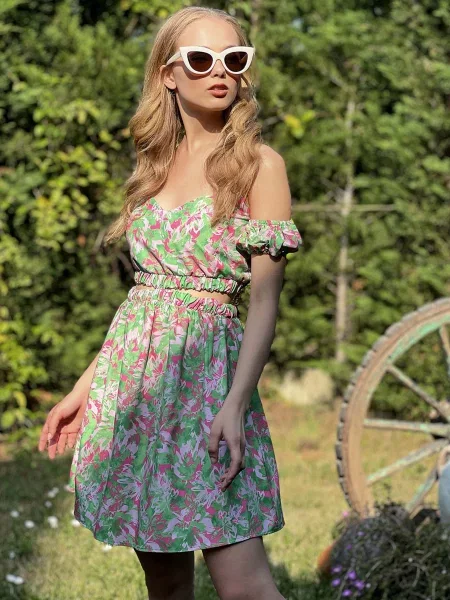 Trend Alacati Stili Сукня міні зелений