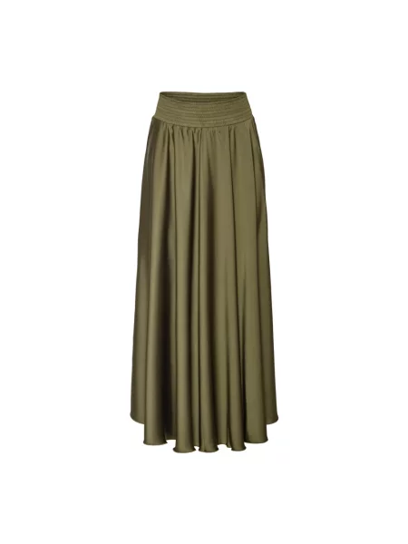 Satynowa maksi spódnica maxi Karmamia w kwiatki zielona