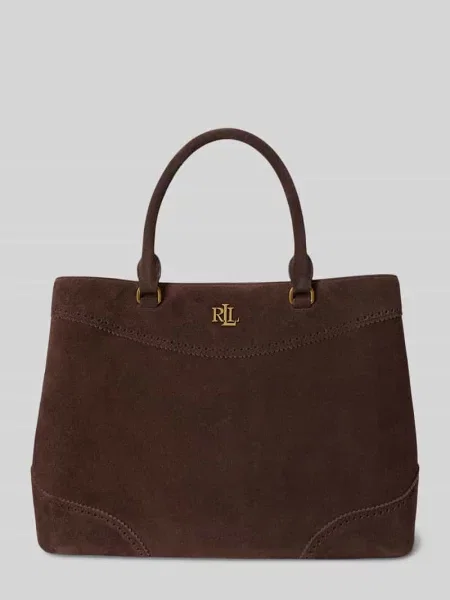 Torebka z uchwytem z detal z logo model MARCY' Lauren Ralph Lauren brązowa