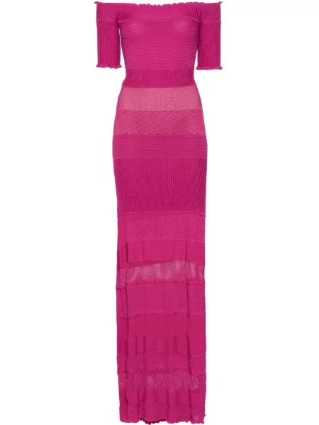 Rochie maxi Gemy Maalouf tricotate lungă de costum roz
