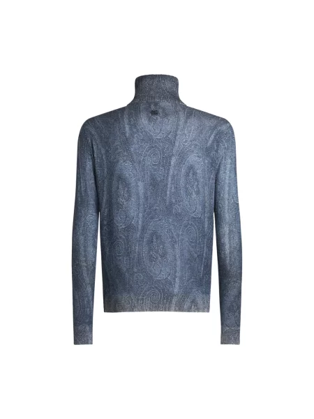 Golf Etro z kaszmiru z wzorem paisley niebieski