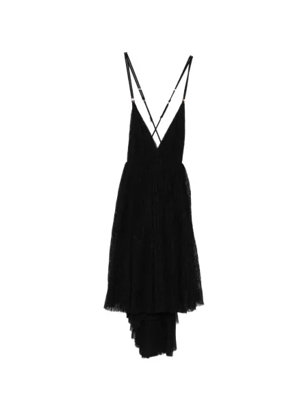 Rochie mini Elisabetta Franchi asimetrică din dantelă negru