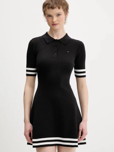 Tommy Jeans sukienka mini rozkloszowana czarny