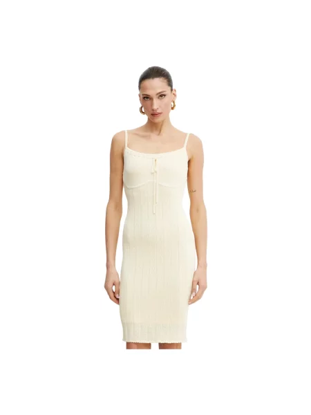 Guess sukienka REINA mini dopasowana beżowy
