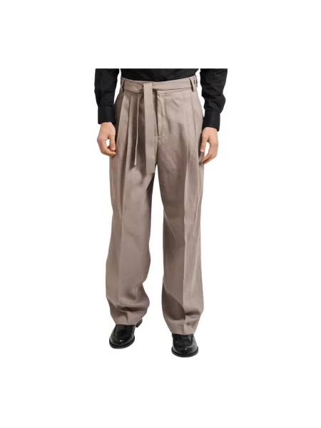 Hugo Spodnie Mężczyzna XL Wide Trousers brązowy