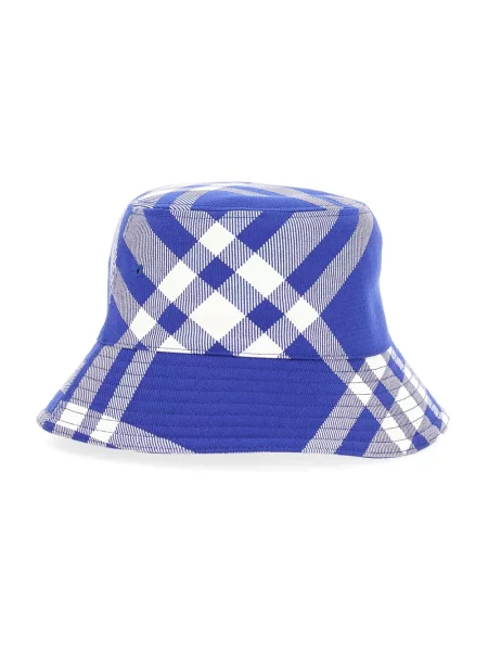 Czapka Burberry wełniana w kratę niebieska