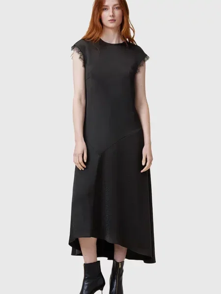 AllSaints rochie LYRA midi drept negru