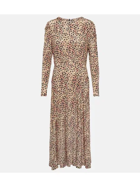 Midi obleka Rixo s potiskom z leopardjim vzorcem