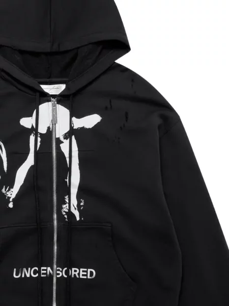 Hoodie Matières Fécales με φθαρμένο εφέ μαύρο