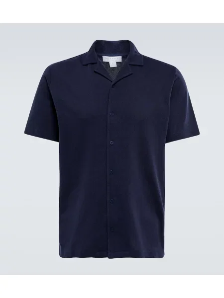 Cămașă Sunspel scurtă albastru