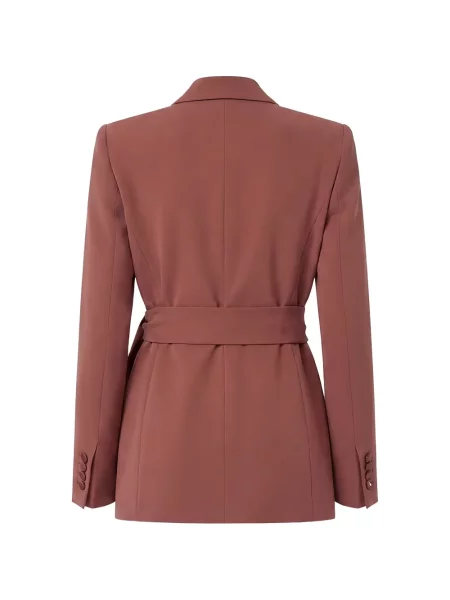 Cu centură sacou Max Mara din satin cu rever maro