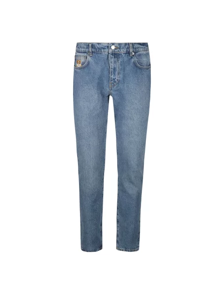 Jeansy Moschino z nadrukiem typu teddy niebieskie