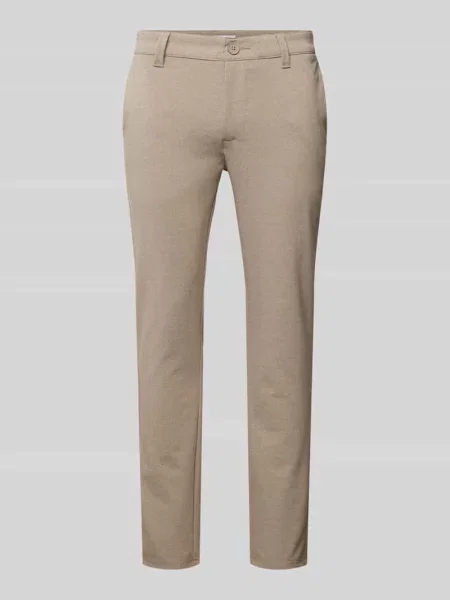 Spodnie materiałowe o kroju slim fit z efektem melanżu model ‘MARK’ Only & Sons beżowe