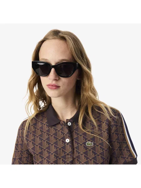 Lacoste Koszulka Polo O Dopasowanym Kroju Z Żakardowym Monogramem fioletowa