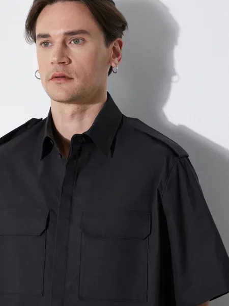 Сорочка Neil Barrett Loose Military Police Detail Short Sleeve Shirt regular класичний комір чорний