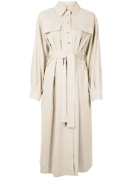 Sukienka Goen.j zamszowa garniturowa brązowa