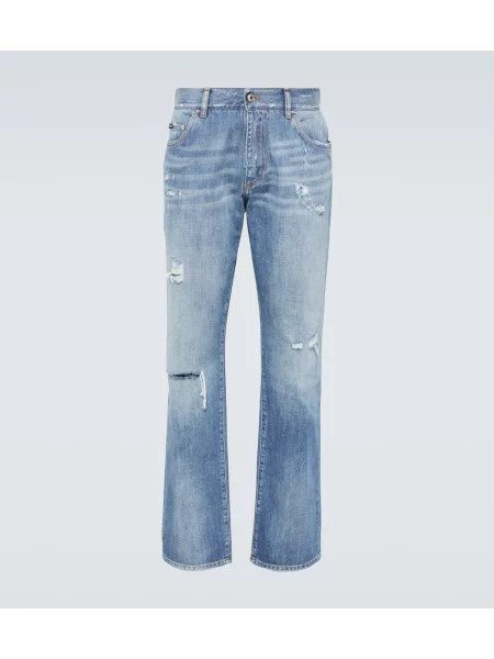 Obrabljene ravne kavbojke Dolce&gabbana modra