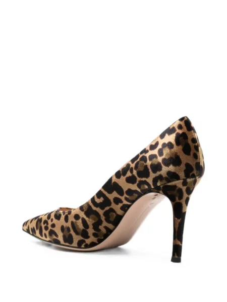 Pantofi cu toc Gianvito Rossi de catifea cu imagine cu model leopard maro
