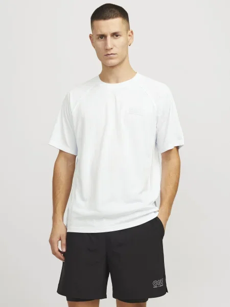 JACK & JONES Majica JCOCNZ črna bela