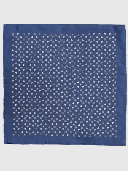 Шелковый платок Brunello Cucinelli с геометрическим узором синий