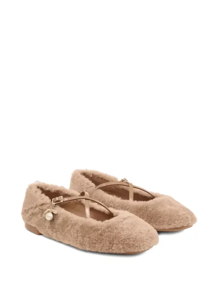Pántos báránybőr balerina Jimmy Choo barna