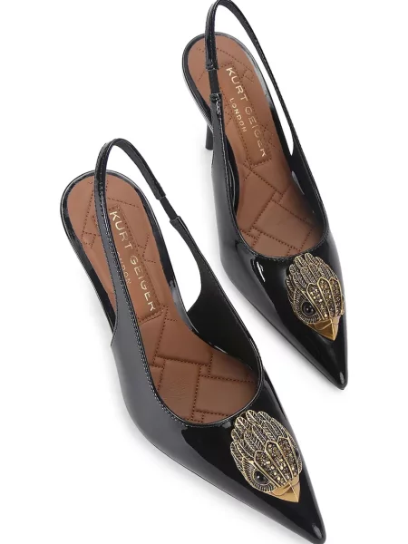 Kurt Geiger London szpilki skórzane Large Eagle Sling czarny