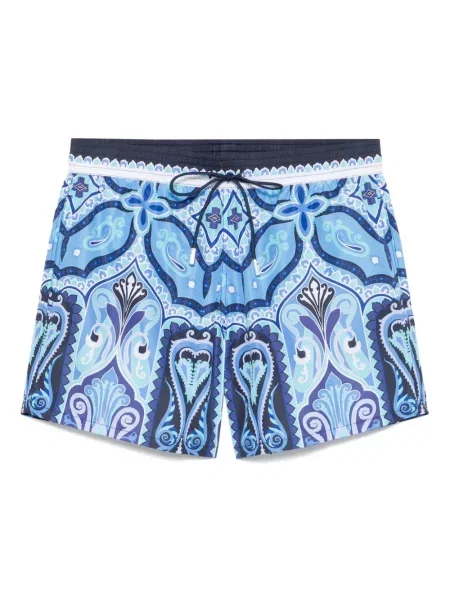 Slip de baie Etro cu imagine cu model paisley albastru