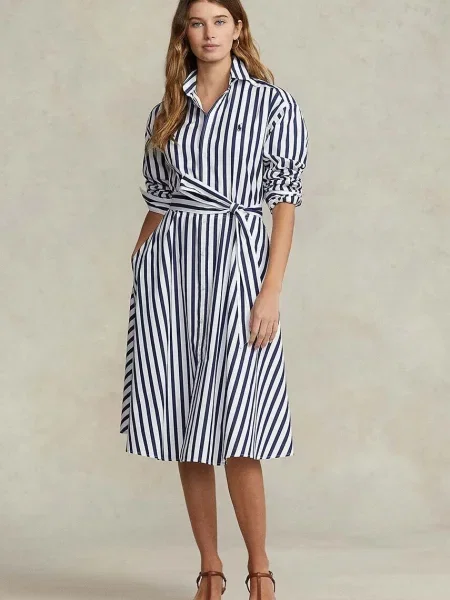 Mała mały sukienka mini Polo Ralph Lauren w paski niebieska