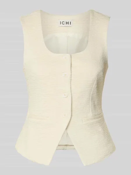 Kamizelka z mieszanki z fakturowanym wzorem model KATE LUMINA' Ichi beżowa