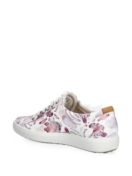Sneakerși Ecco din piele cu model floral cu imagine alb