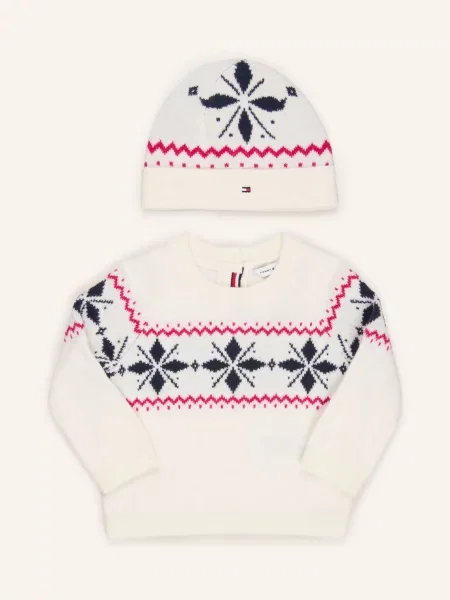 Tommy Hilfiger Zestaw: Czapka I Sweter weiss biała